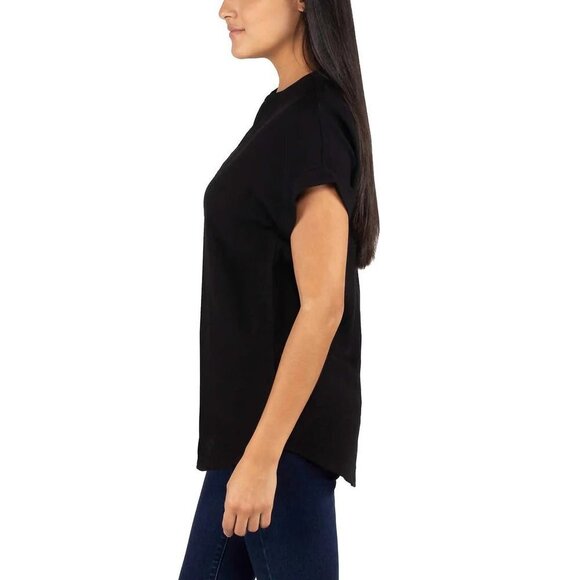 NEW Rachel Roy Short Sleeve V-Neck Tunic Top | Black - Picture 2 of 4